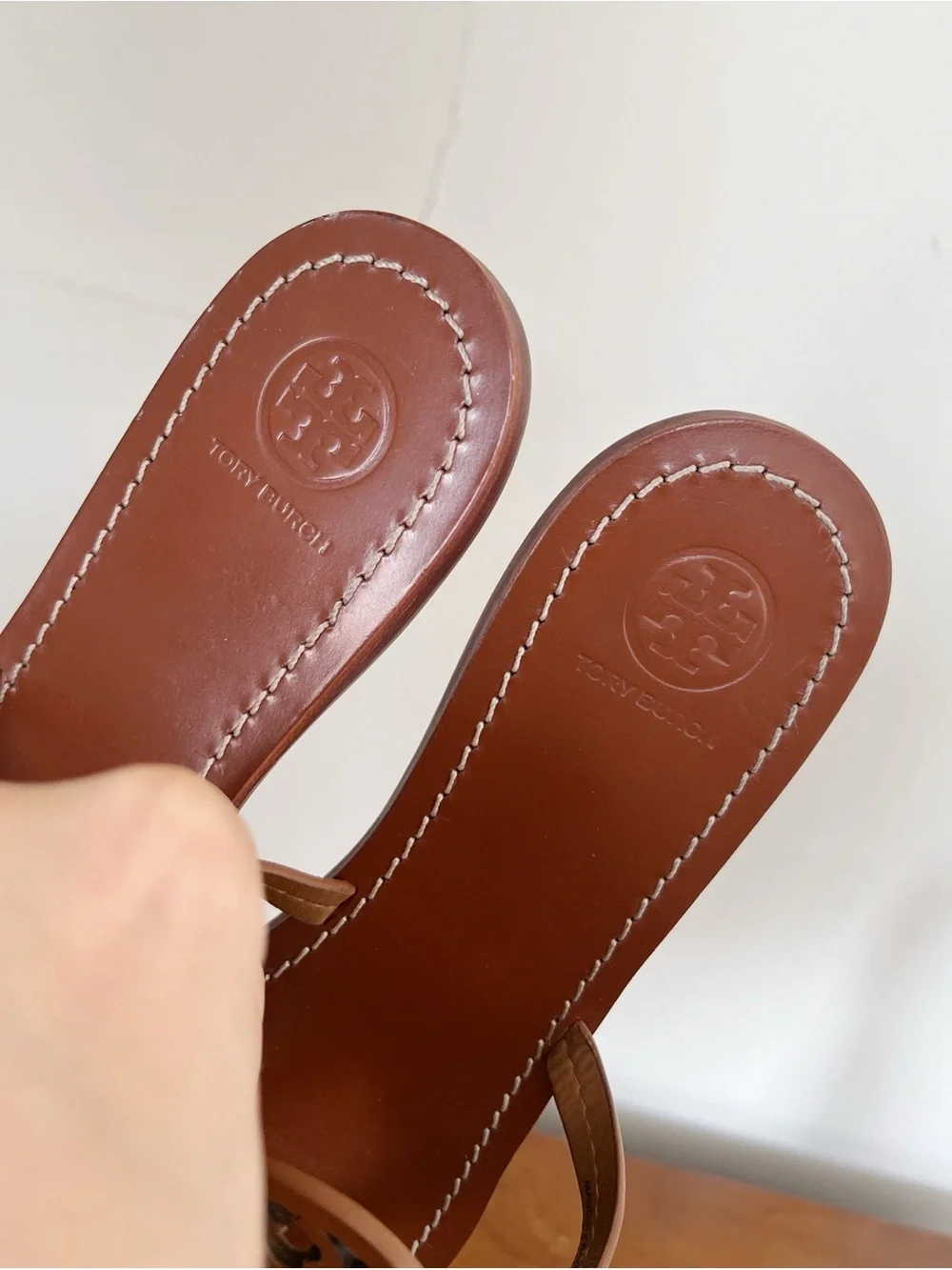 Tory Burch • Mini Miller Gabriel Flat Thong in Royal Tan brown leather sandal